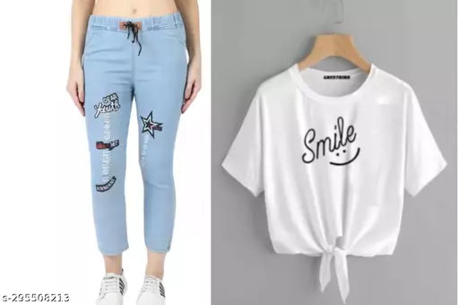 Start print jeans & tshirt light