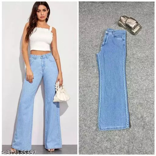 SAANU'S FASHION - STYLISH WIDE LEG DENIM JEANS FOR GIRLS & WOMEN