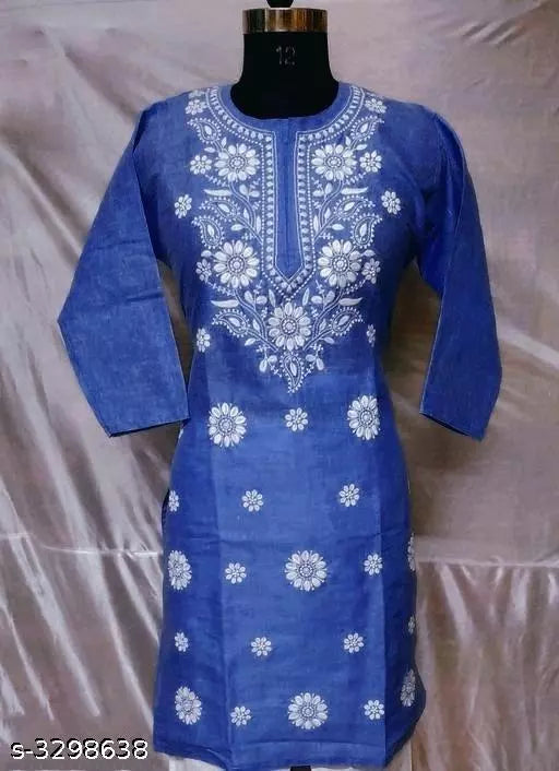 Women's Chikankari Jute Cotton fabric Kurti