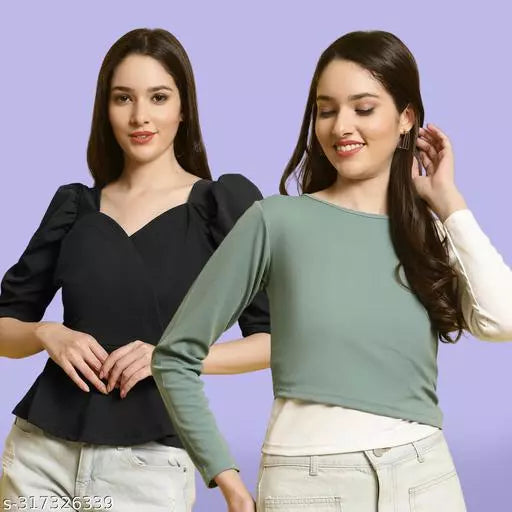 Clasic Casual Fashion Forward Women's Top - Pack of 2