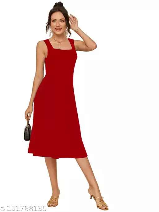 Sleeveless Maroon Dress For Woman