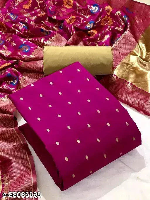 New Banarasi Silk Dress Material With Dupattas