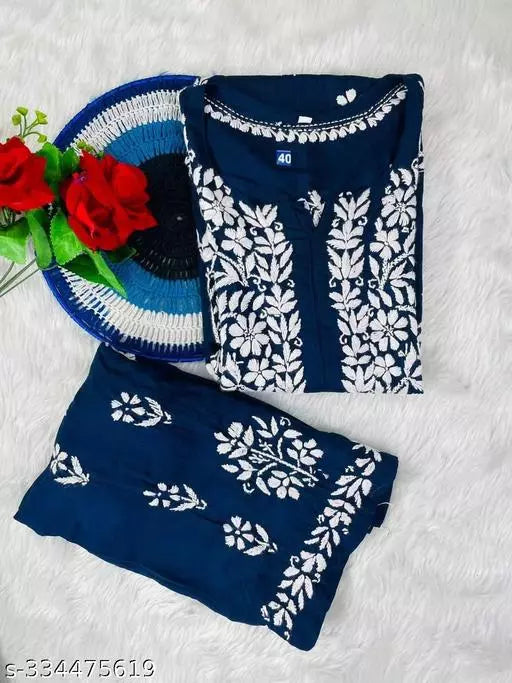 BEST FESTIVE WEAR CHIKANKARI WORK KURTA WITH PLAZZO