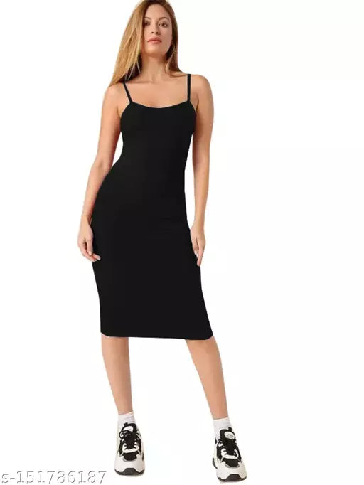 Seleeveless One Piece Black Dress For Woman