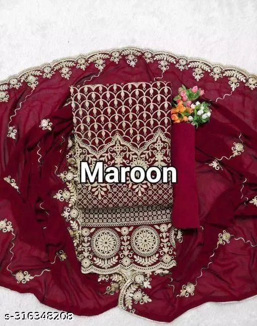 Aagam Fashionable Salwar Suits & Dress Materials Women's Pakistani Patiala Super Festival Wear Floral  Embroidered Sequence Work Georgette Salwar Suit & Dress Materials