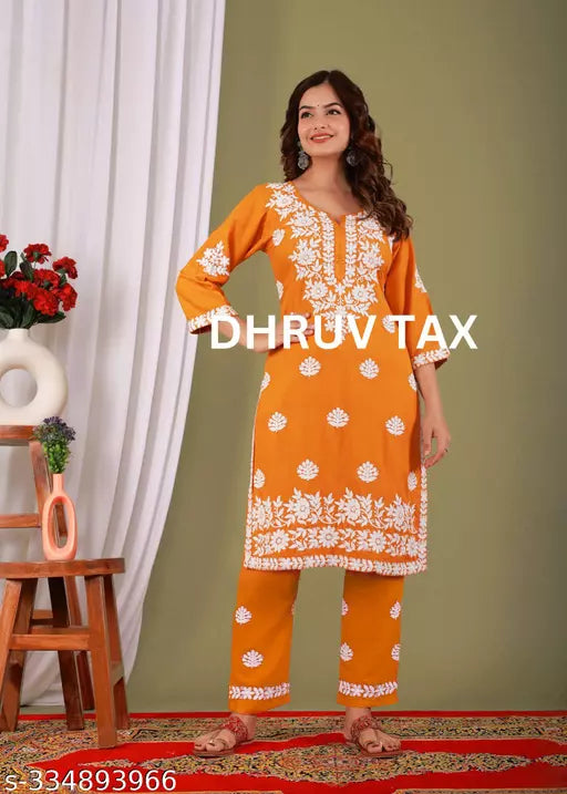 BEST FULL CHIKANKARI WORK KURTI WITH PLAZZO