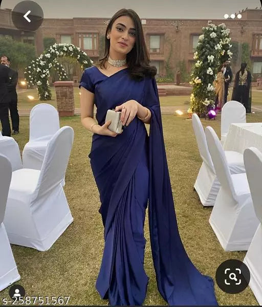 Georgette nevy blue Sarees BY KRADDLE