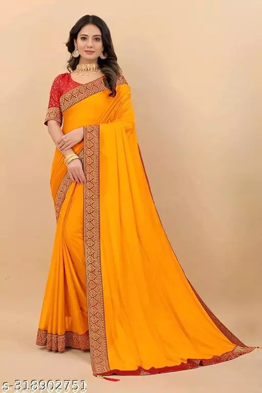 Bhagalpuri Soft Silk Yeloow Lace border Saree With Blouse BY KRADDLE