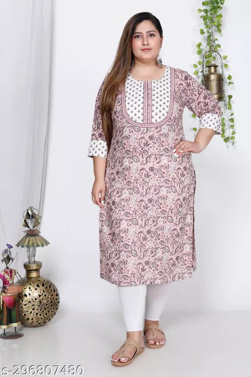 Swasti Plus Size  Women Printed Pure Cotton Straight Kurta