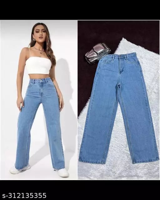 SAANU'S FASHION - STYLISH WIDE LEG DENIM JEANS FOR GIRLS & WOMEN