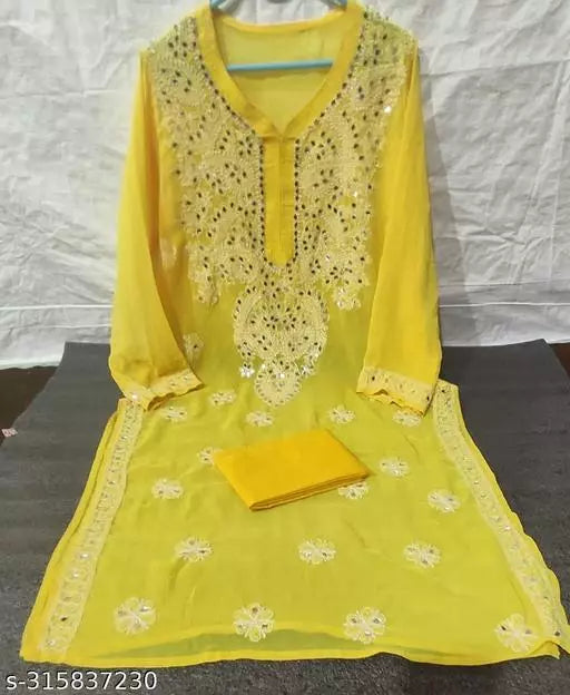 MIRROR WORK CHIKANKARI KURTI WITH INNER