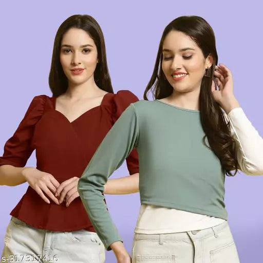 Classic Casual Fashion Forward Women's Top - Pack of 2