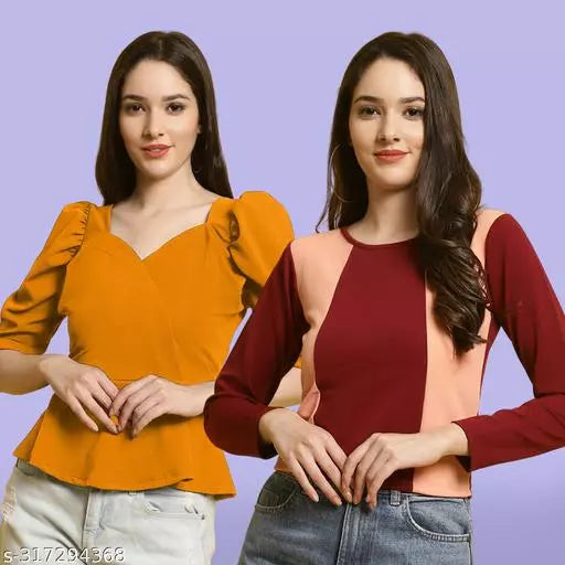 Clasic Casual Fashion Forward Women's Tops - Pack of 2