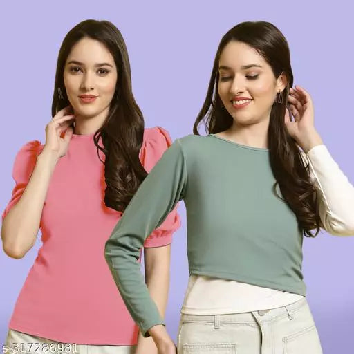 Clasic Casual Fashion Forward Women's Top - Pack of 2