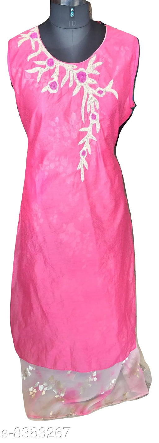 Pink Designer Women Kurti Kurta Dress Gown Long Georgette