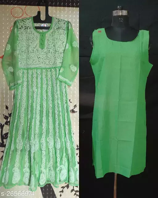Handwork Chikankari Chiffon boota jaal with inner.