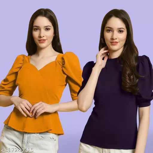 Clasic Casual Fashion Forward Women's Tops - Pack of 2