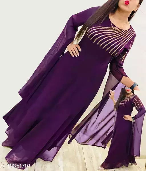 Women Georgette Anarkali Embellished Kurti