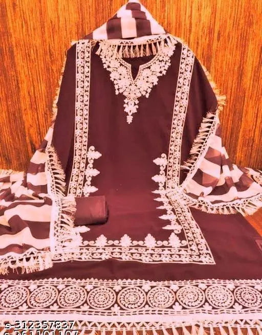 Women's Super Hit Design Red Georgette Salwar Suits & Dress Materials