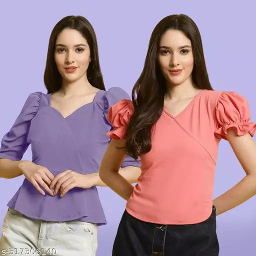 Clasic Casual Fashion Forward Women's Top - Pack of 2