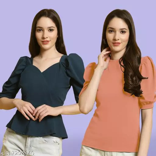 Clasic Casual Fashion Forward Women's Top - Pack of 2