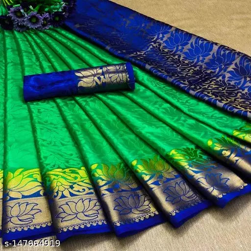Balaton Silk Green Jacquard Saree With Blouse