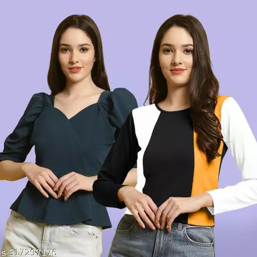 Clasic Casual Fashion Forward Women's Top - Pack of 2