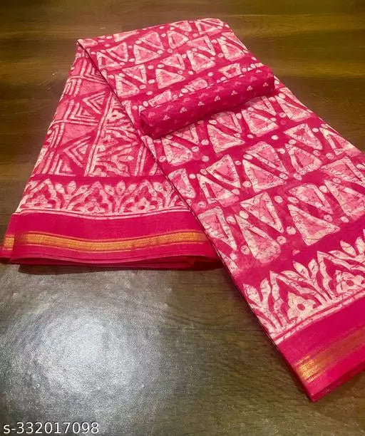 TRIO PRINTED COTTON BLENDED SAREE