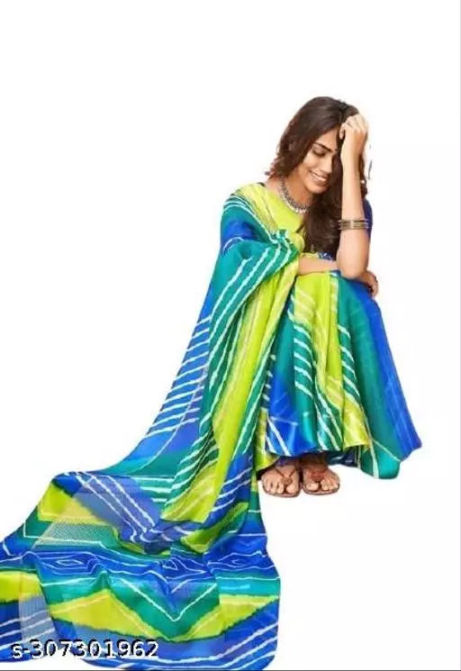 LIGHT WEIGHT BEST DESIGNER COMFERTABLE WEAR BEAUTIFUL SAREE ( CHANDERI COTTON- MIX LENIN) WITH BLOUSE