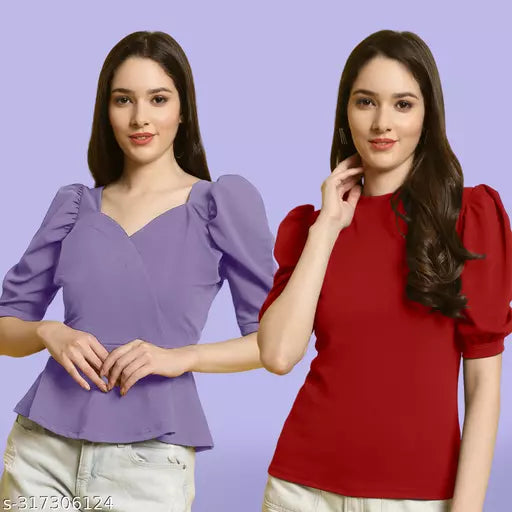 Clasic Casual Fashion Forward Women's Top - Pack of 2