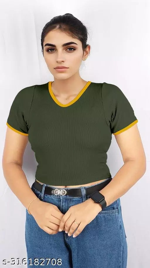 Women's Solid Cotton Rib Knit Crop Tank Top