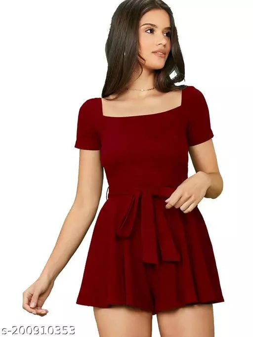 Maroon Dress For Woman With Belt
