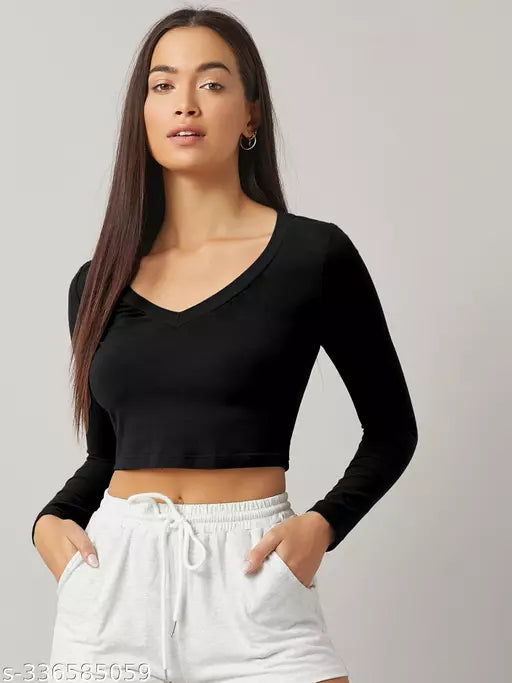 Western Printed V_ Neck Crop Top