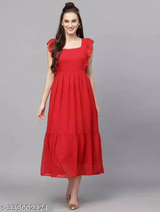 Trendy Georgette Butta Dress For Girls Womens
