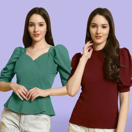 Clasic Casual Fashion Forward Women's Tops - Pack of 2