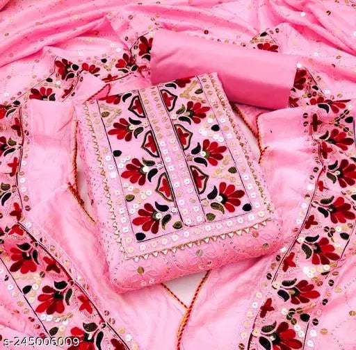 New Arrivals Party Wear Fancy Womens Chanderi Cotton Unstiched Salwar Suit And Dress Materials