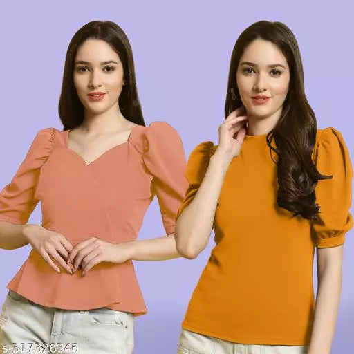 Clasic Casual Fashion Forward Women's Top - Pack of 2