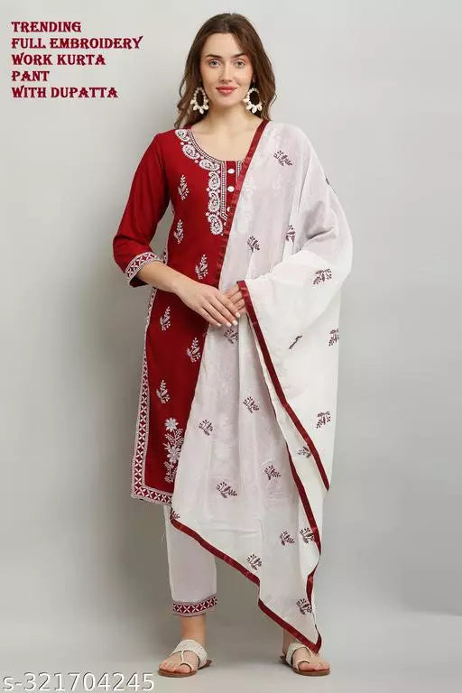 BEST EMBROIDERY WORK KURTA AND PANT SET