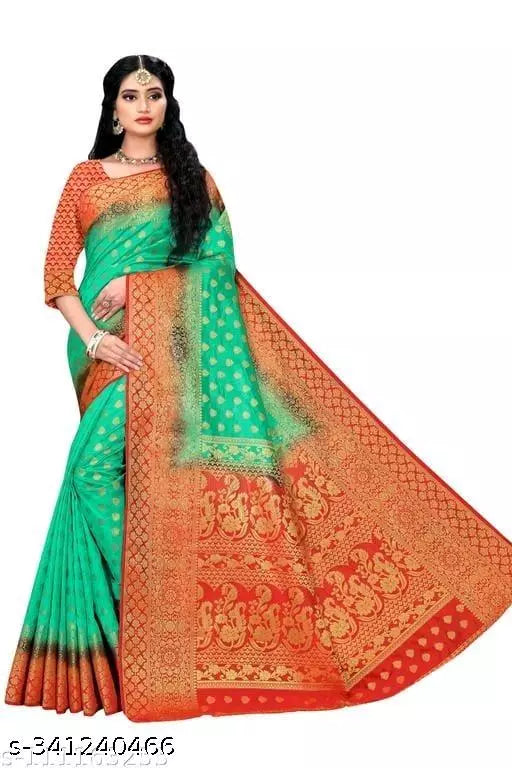 Morpich Fashion   Nylon Banarasi Silk Same Border Saree