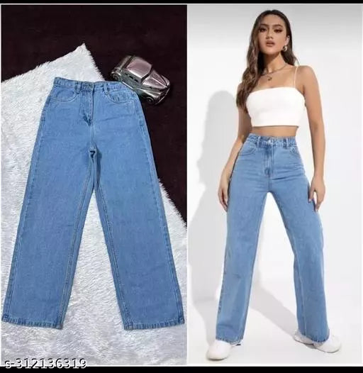 SAANU'S FASHION - STYLISH WIDE LEG DENIM JEANS FOR GIRLS & WOMEN