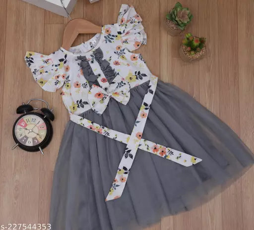 Toddler Girls Floral Print Butterfly Sleeve Combo Dress