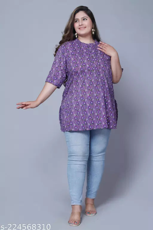 Swasti Women Printed  Floral Print Pure Cotton Straight Short Kurti
