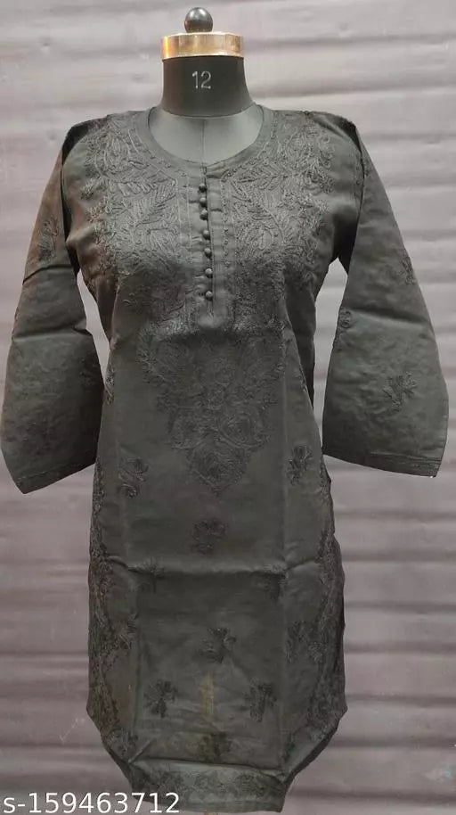 cotton fabric aari work chikankaari kurti