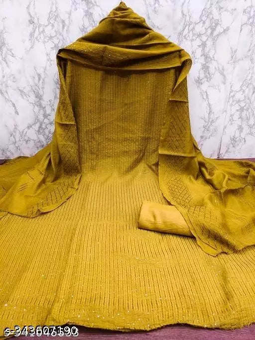chanderi cotton sequience work dress material for women with zero matching