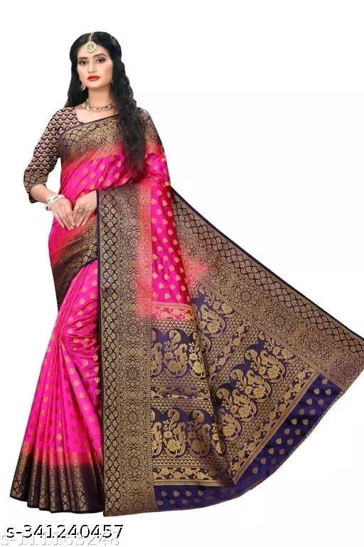 Morpich Fashion   Nylon Banarasi Silk Same Border Saree