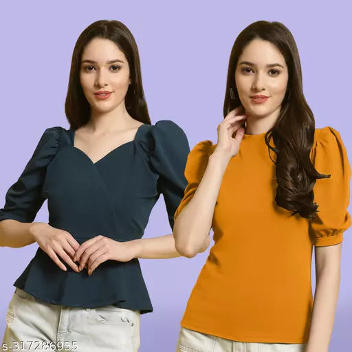 Clasic Casual Fashion Forward Women's Top - Pack of 2