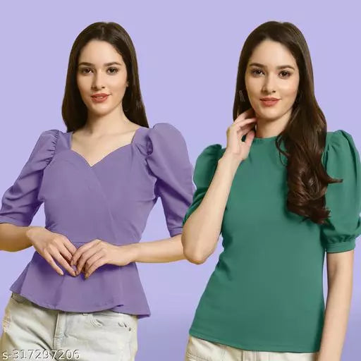 Clasic Casual Fashion Forward Women's Top - Pack of 2