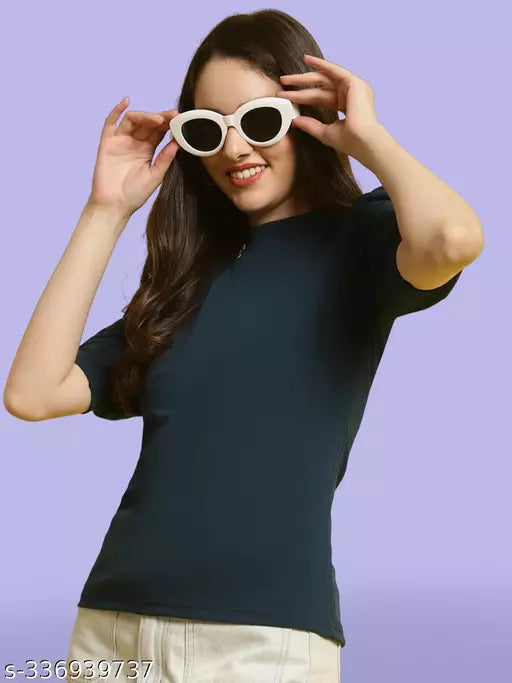 Casual Regular Sleeves Solid Women Airforce Top (Women Top | Women Tops | Top)