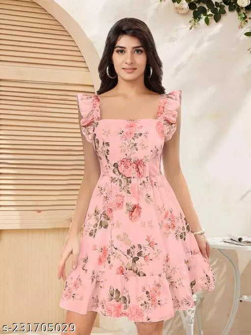 DHUNKI WOMEN'S FLOWER PRINTED DRESS