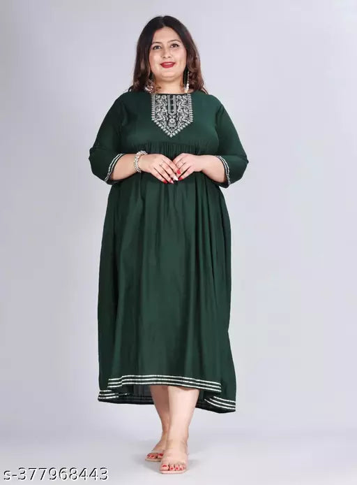 Fashion Zest Rayon Green Color Gown